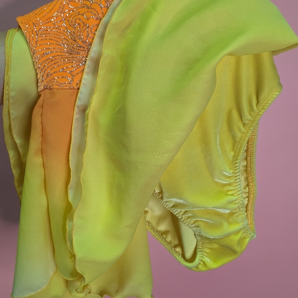 Beautiful Yellow/Orange Youth Skating Dress Size 12/14 Youth Jerry's Skating Wo - Picture 8 of 14
